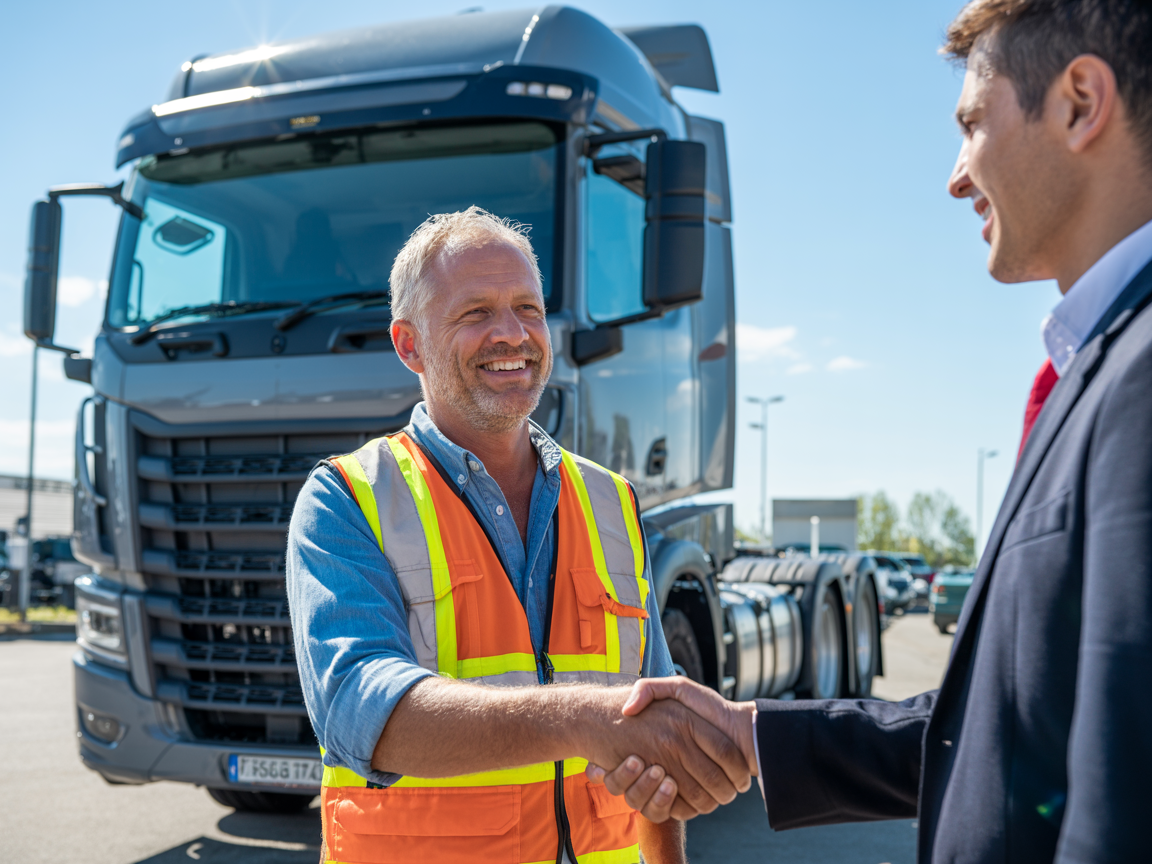 Client satisfait avec son tracteur routier chez AUTO STEVE