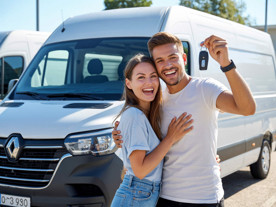 Couple satisfait avec leur utilitaire chez AUTO STEVE