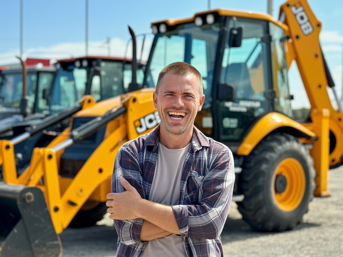 Client satisfait avec sa tractopelle chez AUTO STEVE