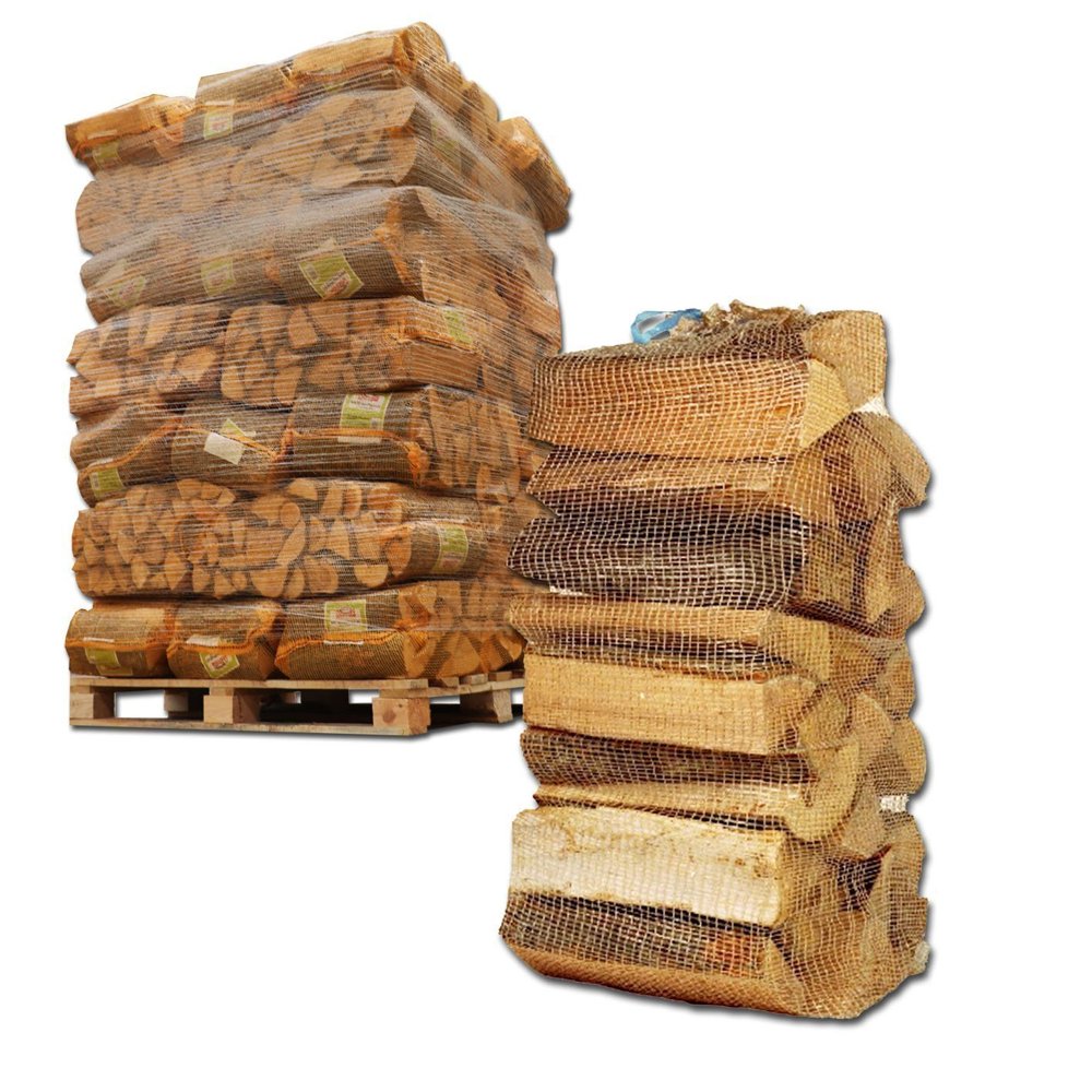 40 Netze mit 25-kg-Holzscheiten – Laubhartholz-Mix 30 cm