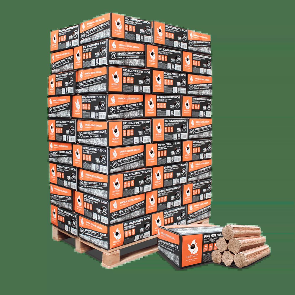 Buchen-Holzkohlebriketts – 18 kg | 972 kg Palette