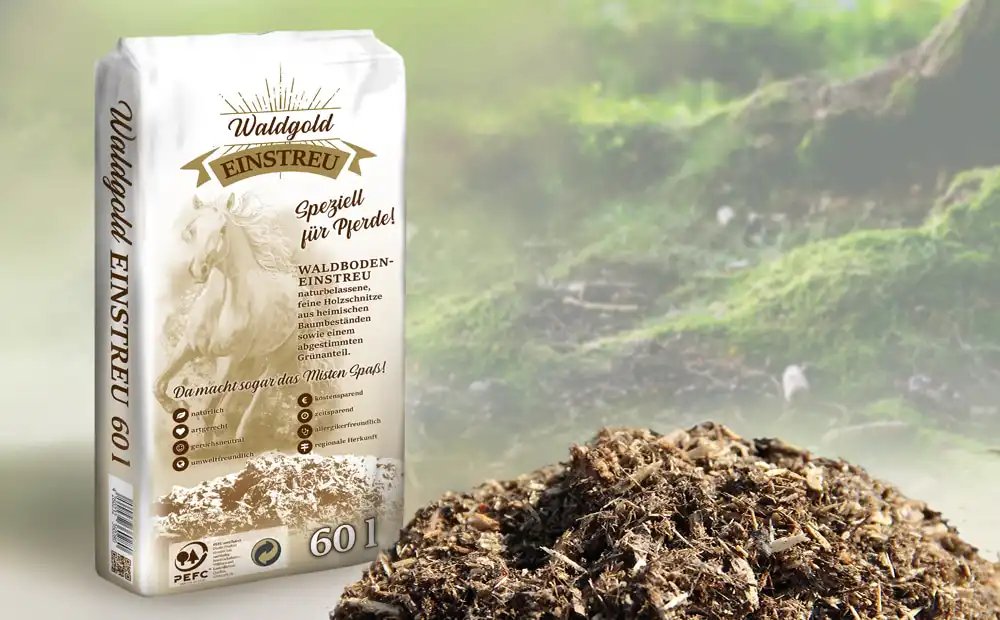 Waldgold Waldboden Pferdeeinstreu Palette 51 Säcke á 60L