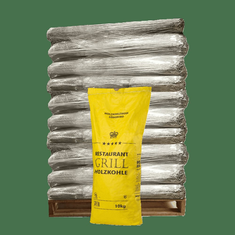 Gastro Steakhouse-Grillkohle Palette 180 kg (12 x 15 kg) große Stücke