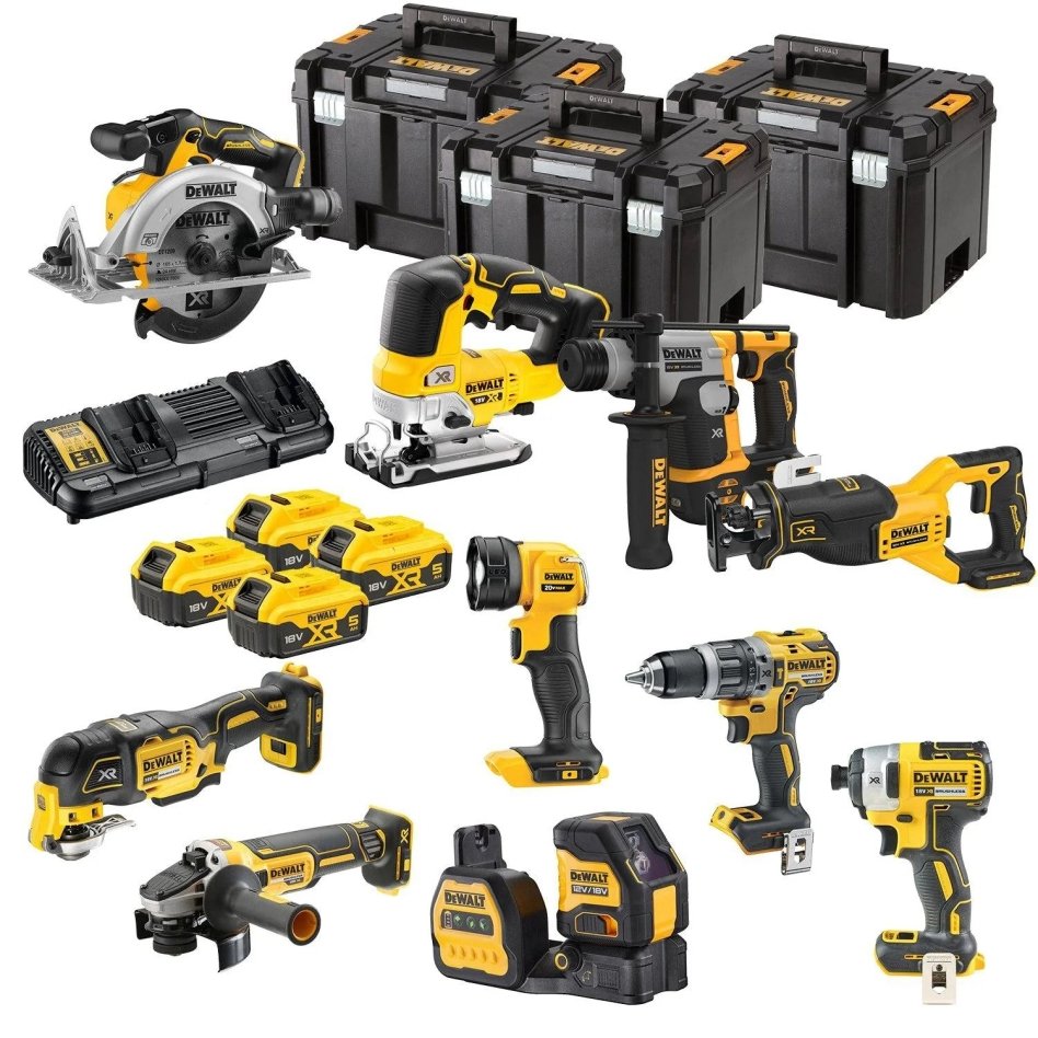 DCK1012P4T-QW 10-teiliges Combopack XR 18 Volt 5.0 Ah Li-Ion inkl. 4 Akkus
