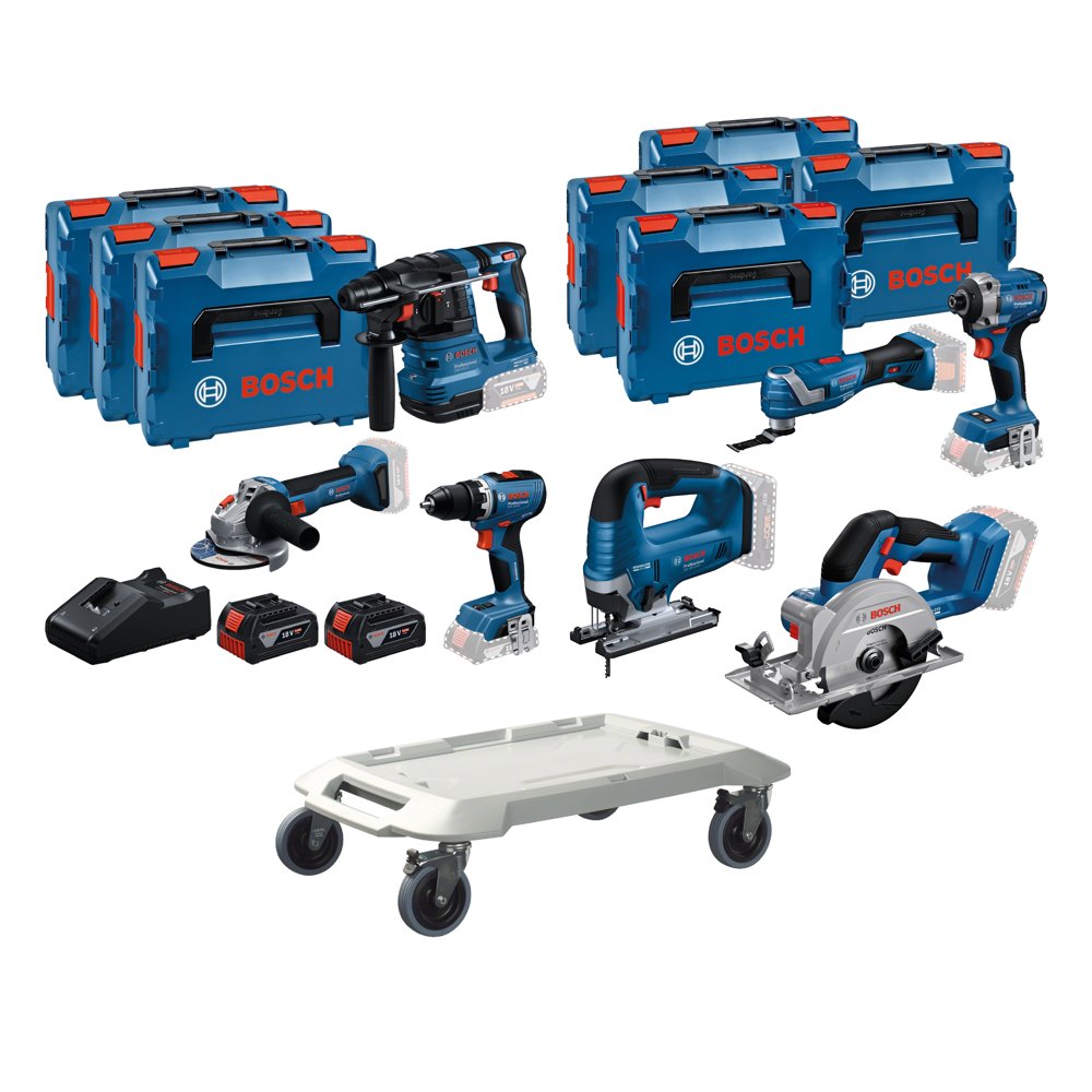 BoschTN7 7-teiliges Combi Set - Professionelles 18V Werkzeugset mit L-Boxx Roller